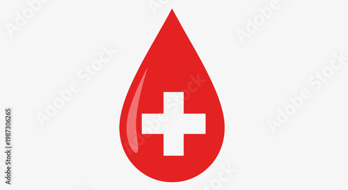 Red blood drop icon with white medical cross symbol representing donation and health awareness