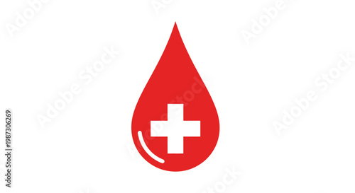 Blood drop with a plus sign symbolizing health and donation, medical awareness icon