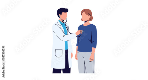 Doctor examining patient with stethoscope, medical checkup and healthcare concept