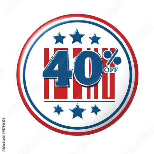 Red White and Blue Patriotic Sale Label for Independence Day Deals
