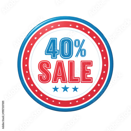 40 percent sale usa label on a white background