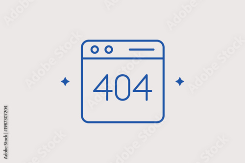 Browser with 404 error line icon for missing webpage alerts and broken link redirects. Informative Vector Illustration for website maintenance pages and user navigation support.