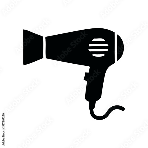 Black hair dryer icon silhouette.