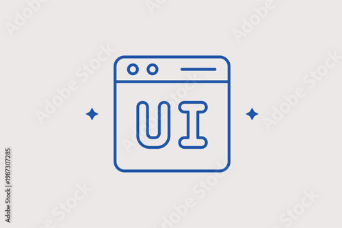 Browser with UI text line icon for user interface design and web usability testing. Modern Vector Illustration for frontend development portfolios and UX case studies.