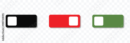 On and off toggle switch buttons in material design. A set of modern switch buttons for UI elements, apps, and websites. Clean and minimal vector illustration. EPS 10 .