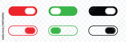 On and off toggle switch buttons in material design. A set of modern switch buttons for UI elements, apps, and websites. Clean and minimal vector illustration. EPS 10 .