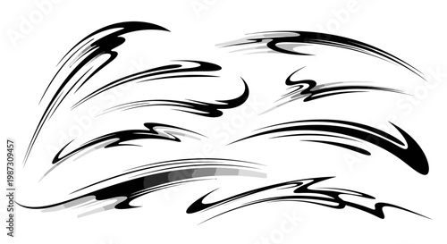 A collection of abstract black brush strokes.