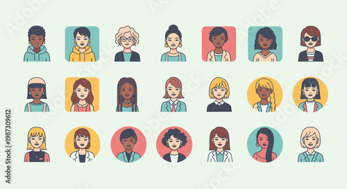 Diverse group of people illustrations.