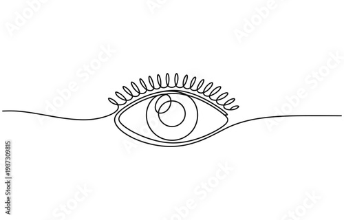Eyes continuous one line drawing outline vector icon, Hand drawn human eye with wave lines.