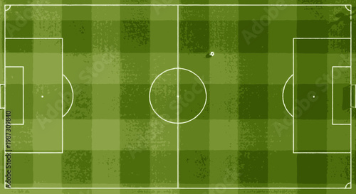 Green soccer field with white lines.