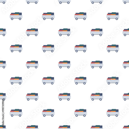 Luggage carts carrying baggage creating a seamless flat travel pattern