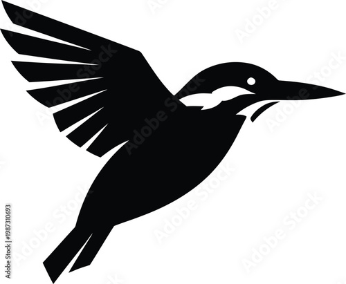 Black abstract geometric shape on white background.