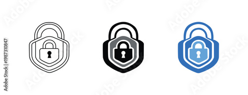 Shield Padlock Privacy Vector Icon Set