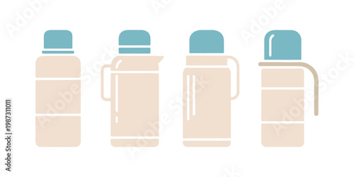 Assorted insulated bottle icons in minimal flat illustration style.