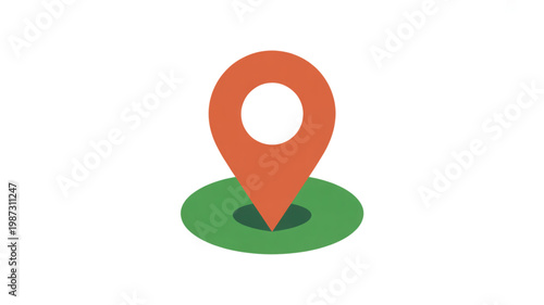 A red map pin icon on a green circle background