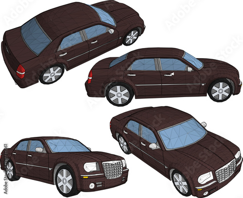 Vector sketch illustration of a transportation vehicle design for a modern classic retro vintage family minibus sport sedan car 