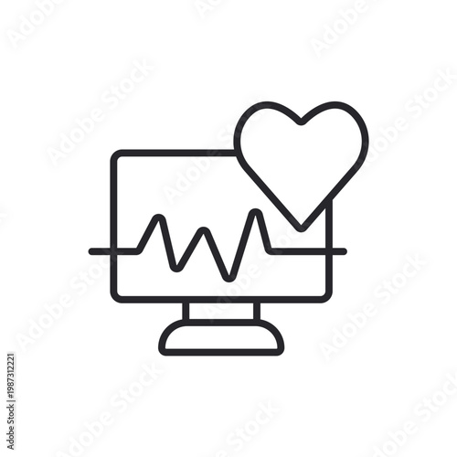 cardiogram icons outline and Flat Style,transparent background