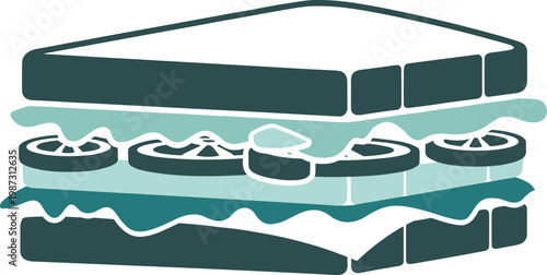 Fresh sandwich with vegetable layers icon for healthy meal concept isolated flat vector illustration of delicious fast food.