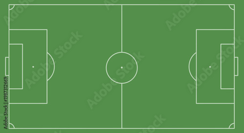 Empty Soccer Football Field with Goals on Green Grass