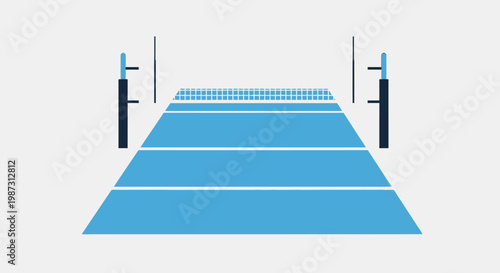 Blue Badminton Court with Net on Bright Studio Background