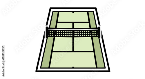 Illustration of a tennis court with net.