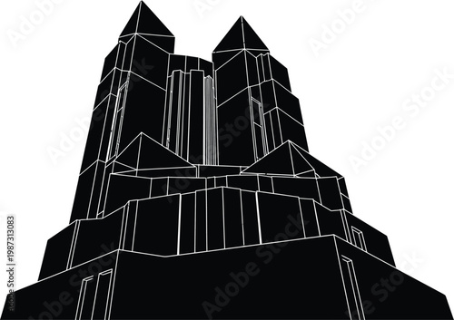 Geometric Architectural Building Structure Outline.
