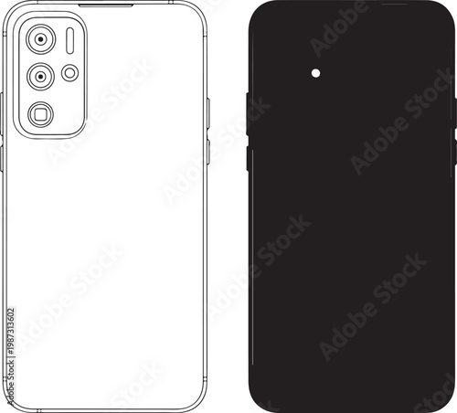 Comparison of smartphone rear designs featuring camera modules and screen views