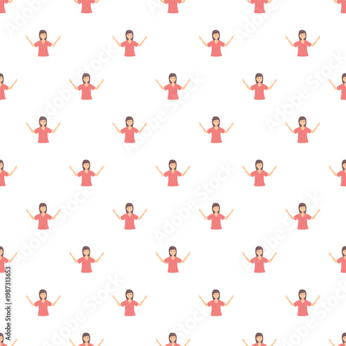 Repeated women cartoons forming a decorative and feminine pattern