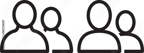 Two pairs of abstract people icons simple vector art community silhouette illustration communities silhouettes illustrations individual population character abstract minimalist connection