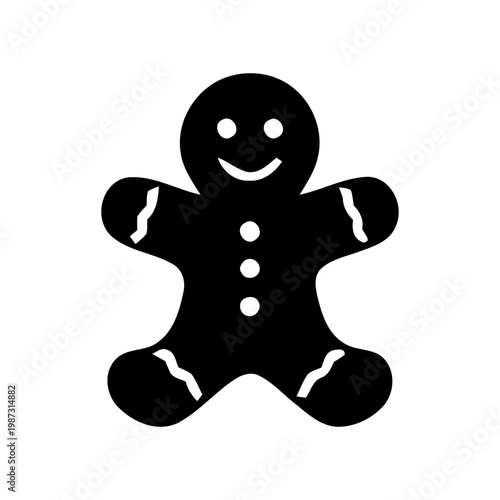 Black Silhouette Gingerbread Man Cookie.