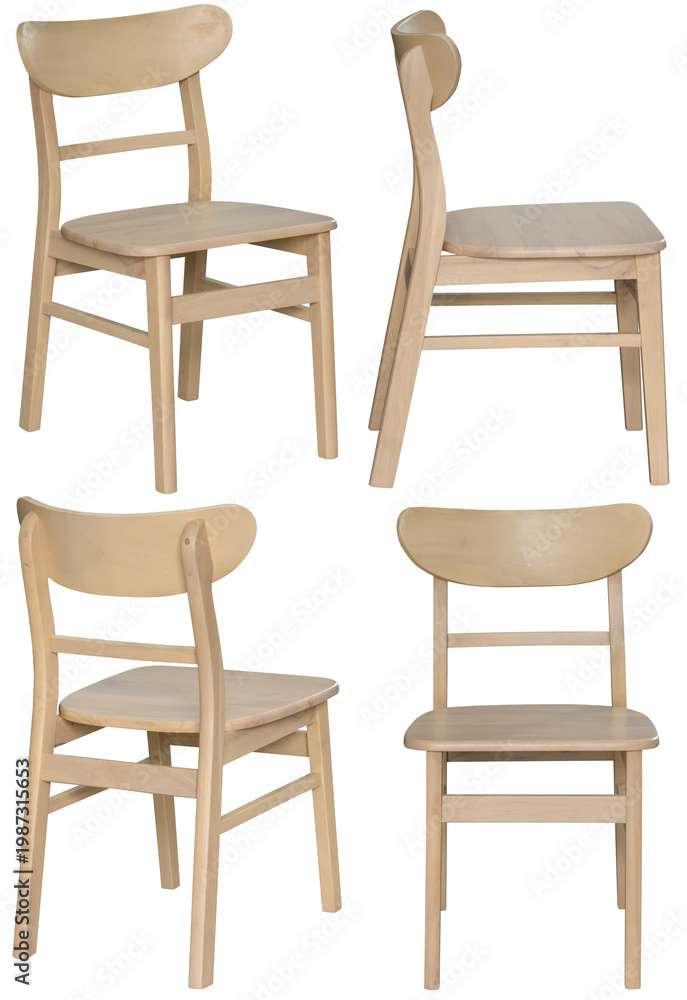 Fototapeta premium Real dining chair photographed in studio and isolated with transparent background. High-quality furniture product photography in PNG format, ideal for interior design projects