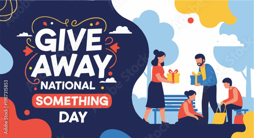 Bilde på lerret National Something Day giveaway announcement in modern colorful illustration for