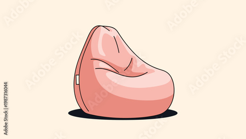 Simple and inviting illustration features a comfortable pink bean bag chair, perfect for relaxation and casual seating.