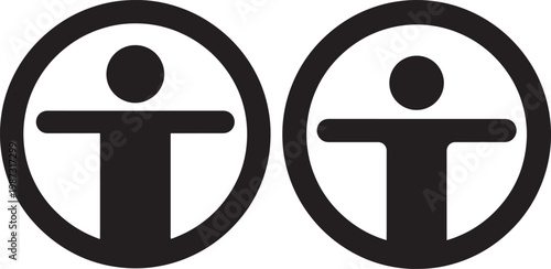 Two abstract figures inside circles representing people or icons black and white abstract illustration minimalist multiple identification communication connection community together