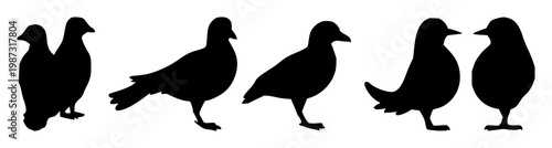 Digital twin silhouette set with solid black icon on white background featuring digital twin, silhouette, iconography with black and white and technology