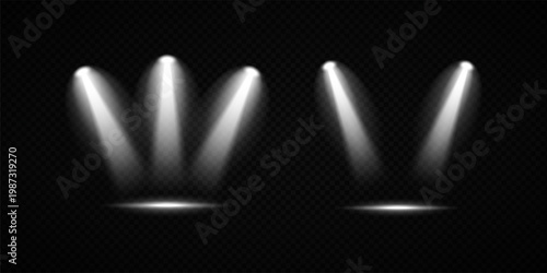 Stage Spotlight Beam Light Effect with Glowing Rays and Concert Theatre Illumination on Transparent Background