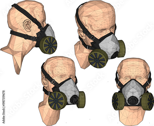 Vector sketch illustration of Safety Respirator Half Face Dust Mask design to prevent infectious diseases 