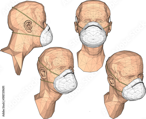  Vector sketch illustration of Safety Respirator Half Face Dust Mask design to prevent infectious diseases 
