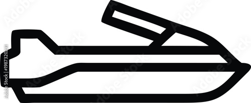 Modern Personal Watercraft Jet Ski Outline Icon for Summer Sports Activities