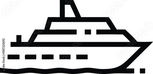 Modern luxury cruise ship or private yacht navigating calm ocean waters for travel and vacation