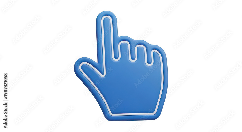 Fototapeta premium A blue hand gesture on transparent background pointing up