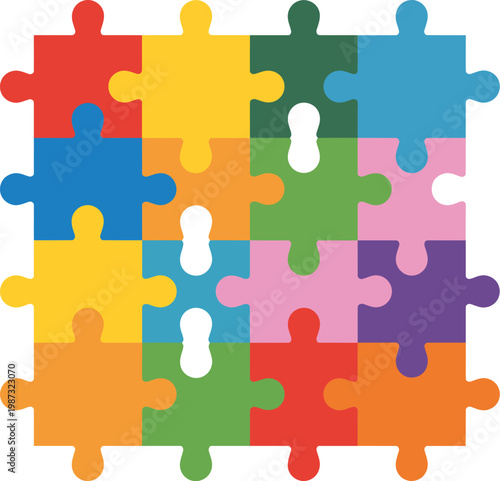 Incomplete jigsaw puzzle teamwork design set of puzzle icons representing collaboration problem solving connection strategy and group effort in modern vector icon style for business 
