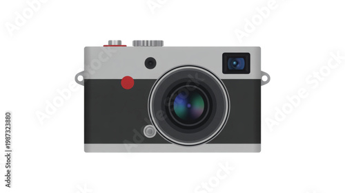 A sleek and modern camera illustration with a silver and black design