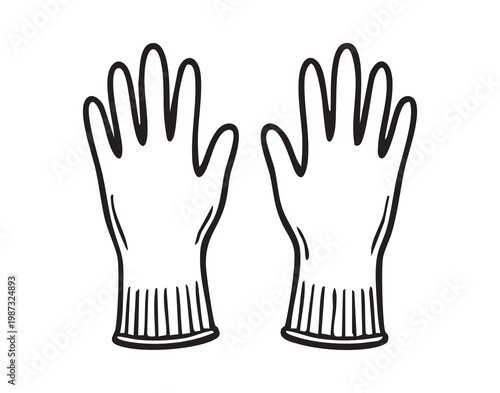 Pair of knitted gloves for safety and warmth, ribbed cuffs and textured palms suggest grip and insulation for cold work, gardening, warehouse tasks or outdoor chores practical utility and comfort