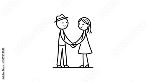 Simple Cartoon Couple Holding Hands