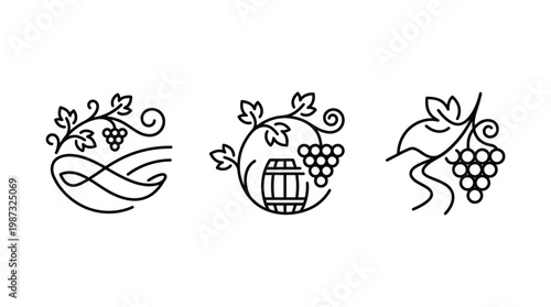 Minimalist Wine-Related Line Art Designs