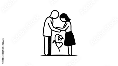 Couple Holding Hands With Heart and Flower