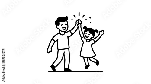 Father and Daughter Celebrating Success with High Five