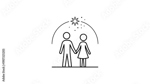 Couple Holding Hands With Celestial Element