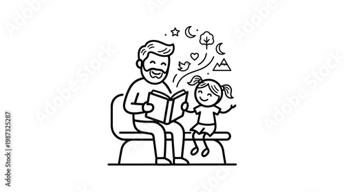 Father Reading a Bedtime Story to His Daughter